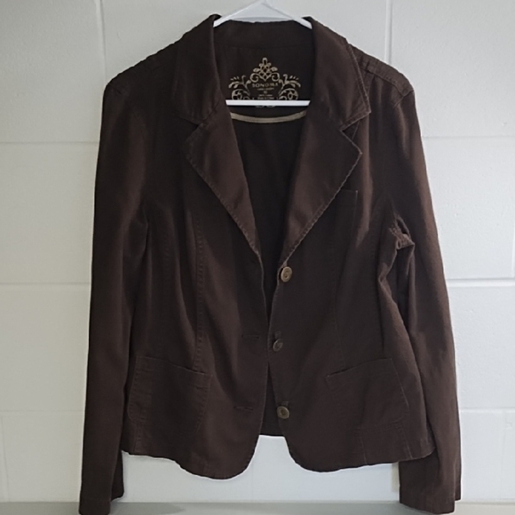 Brown Tailored Blazer with Notched Lapels - Picture 12 of 13